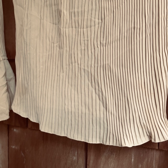 VTG 90s Kaelyn Max Womens Fringe Bell Sleeve Top Beige Cold Shoulder Fairy XL - Picture 7 of 10